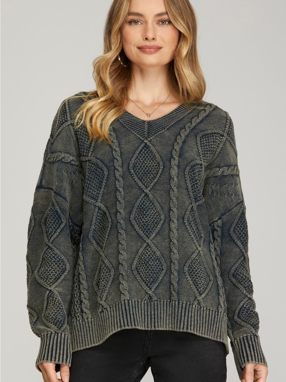Brand New with Tags Julie Cotton Cable Knit Fisherman Sweater - Teal